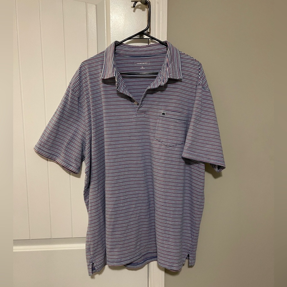 Crown & Ivy Blue/White/Pink Pocket Front Polo